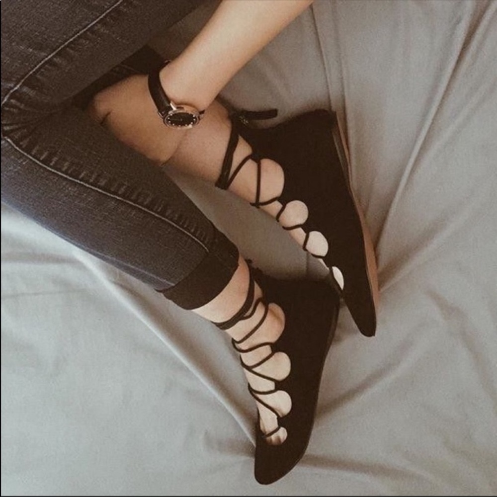 Nine West black lace up flats